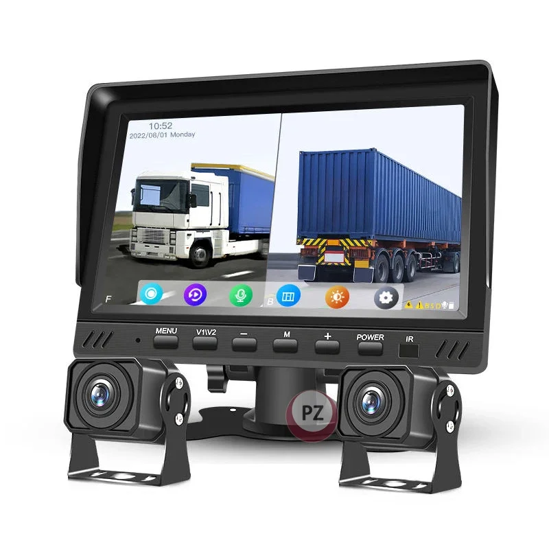 New Arrival 7 Inch 2-Channel Car Reverse Backup Camera For Truck RV Bus Car Vessel Boat Ferry ADAS Waterproof Function
