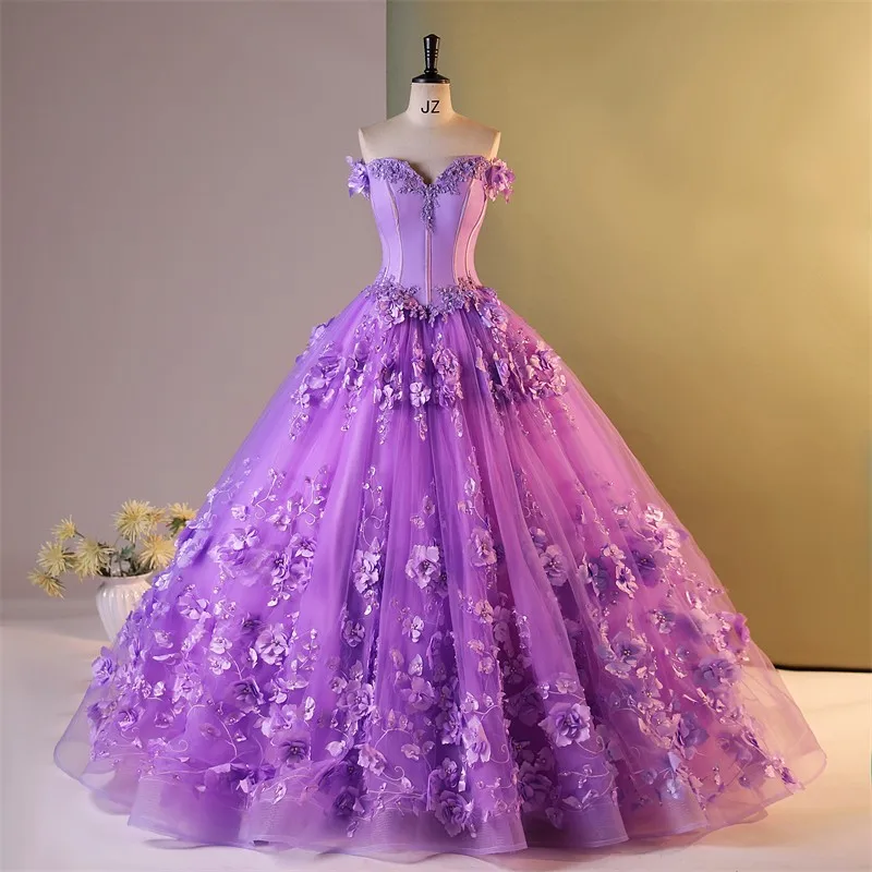 Sonhar-Vestidos de quinceañera con flores dulces, Vestidos de fiesta de lujo, Vestidos de baile de graduación de encaje personalizados, 2024