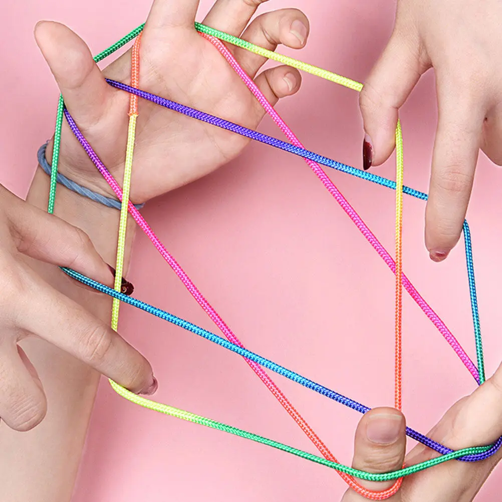 3Pcs Rainbow Flower Finger String Game Cats Cradle Rope Set Skin Friendly Flexible Strong for Kids Hand Exercise Party Favors