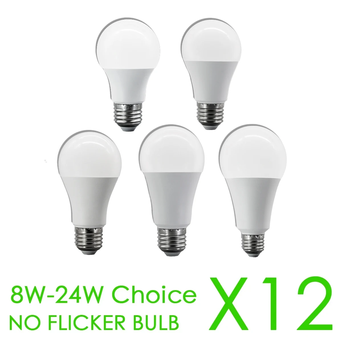 12PCS No Flicker LED Bulb Lamps Power 8W 9W 10W 12W 15W 18W E27 AC220V 110V Light Cool Lighting for Home Foyer Room Decor