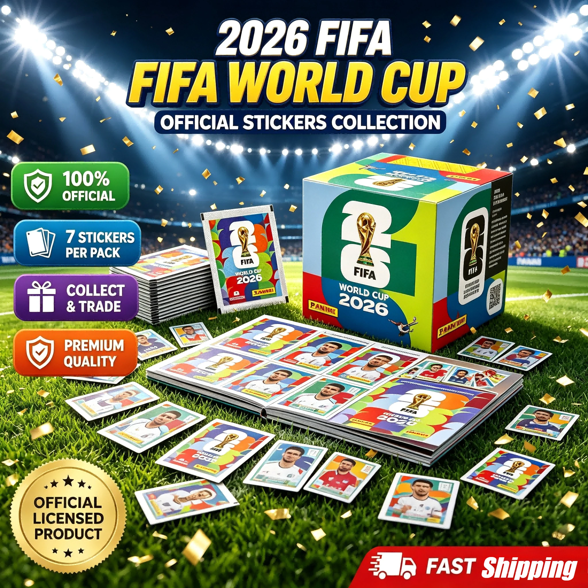 Album d'autocollants de la Coupe du Monde de football 2026, Packs d'autocollants de collection à échanger, Jouet de collection sportive pour les passionnés de football