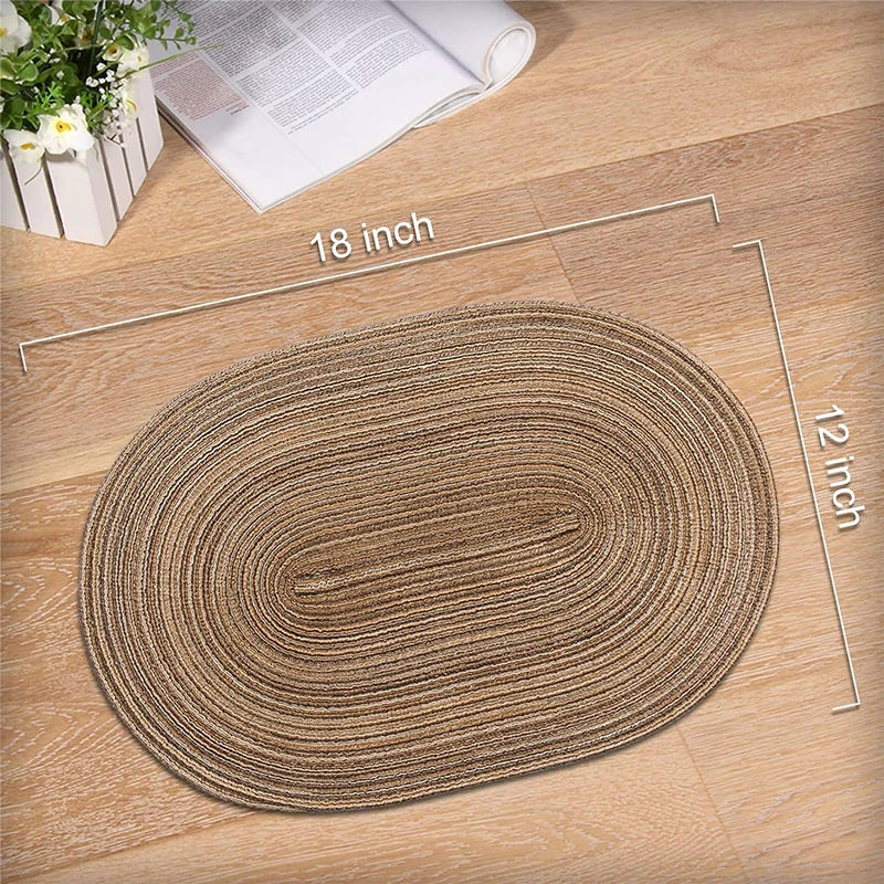 2026 Nordic Linen Oval Insulated Placemats Cozy Braided Tableware Mat for Restaurant Hotel 30X45Cm Food Posing Background Cloth