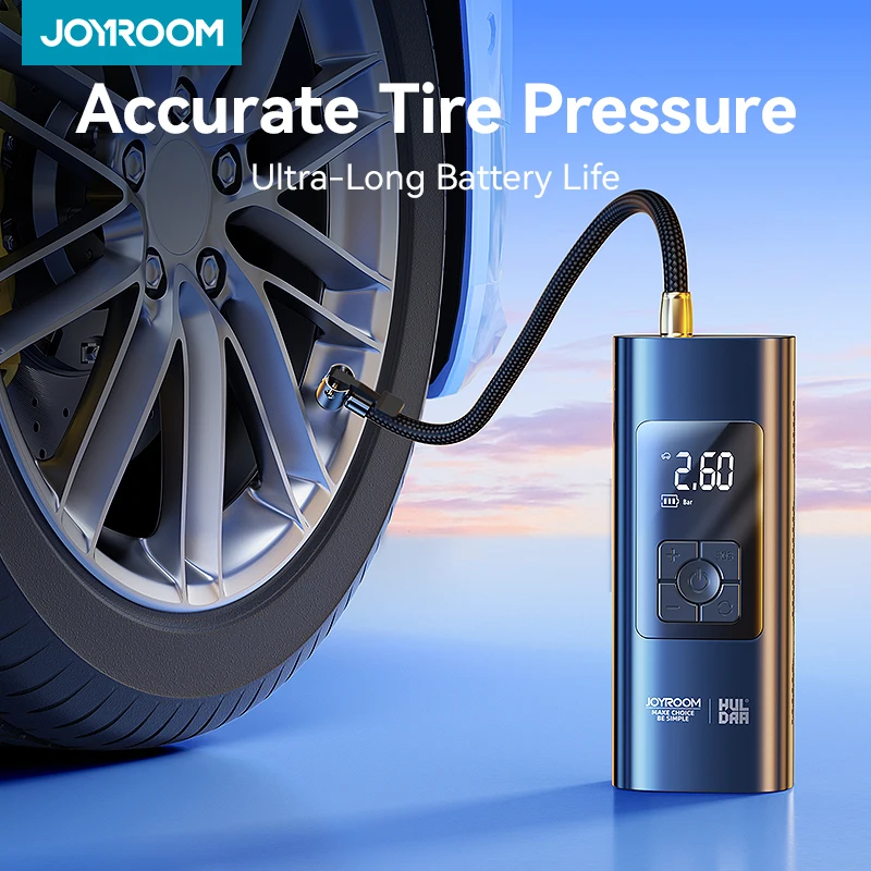 Joyroom Portable Car Air Pump 30W Double Cylinder Car Tire Inflator Wireless Electric Motorcycle Inflatable Pump For Car Bike