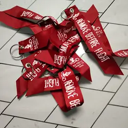 Hunting Garment Zip Lanyard with Red Nylon Side Label, Flight Jacket Red Decorative Armband, Keychain Pendant
