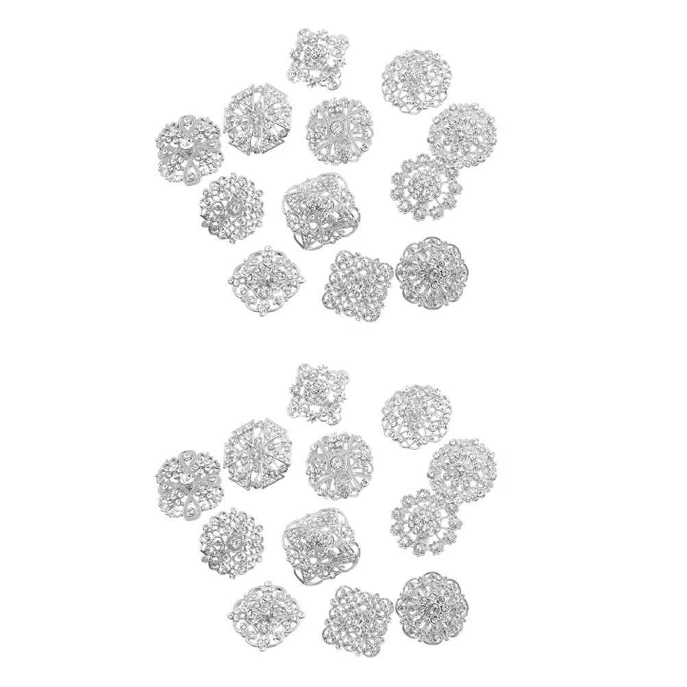 

24Pcs Alloy Brooch Rhinestones Pin Party Dress Decoration Wedding Bouquet Exquisite Clear Crystal Brooch for Women