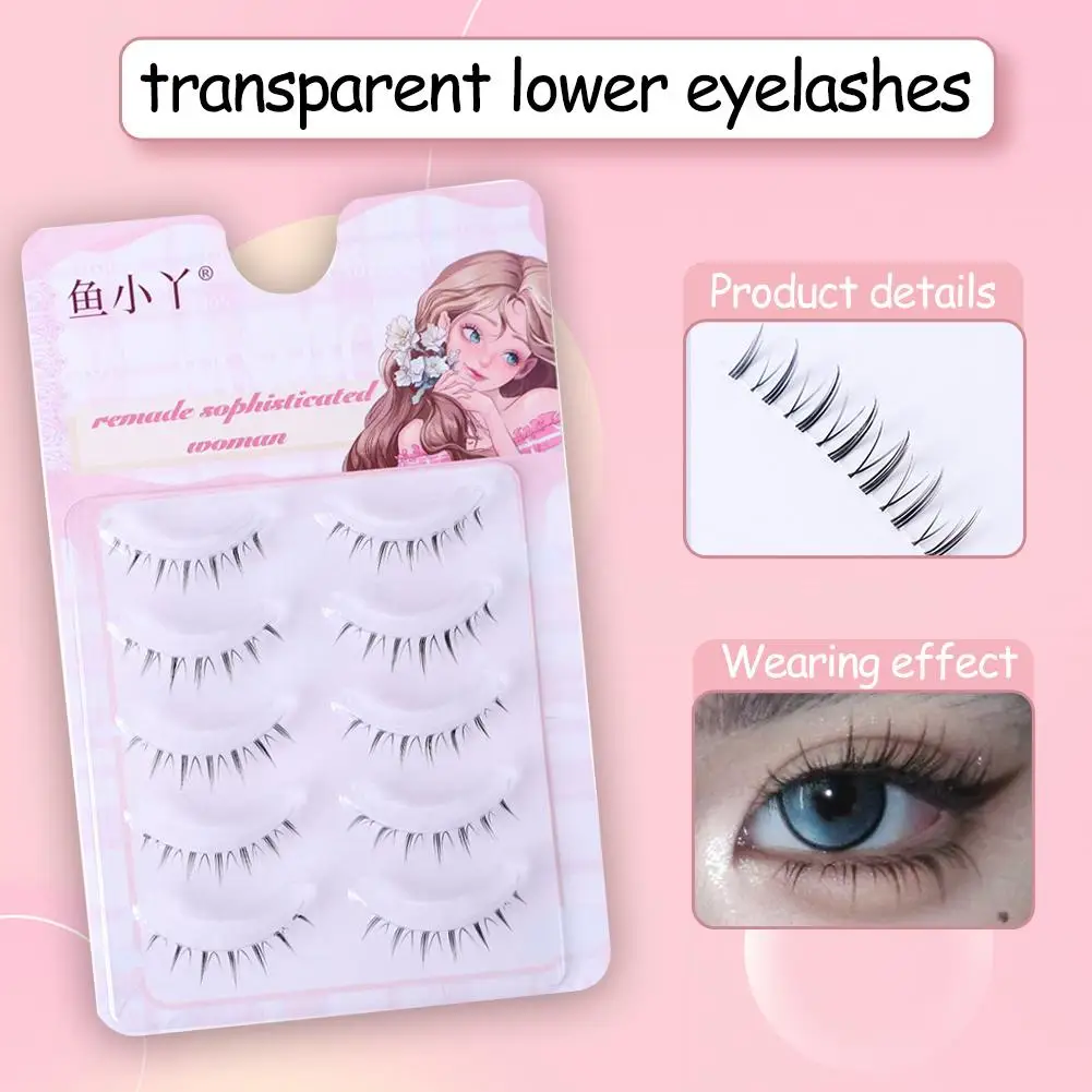 ขนตาล่างโปร่งใสปุยหนาแน่นต่อขนตาธรรมชาติติดด้วยตนเองกลุ่มเดียวขนตาปลอมแต่งหน้าเครื่องมือ
