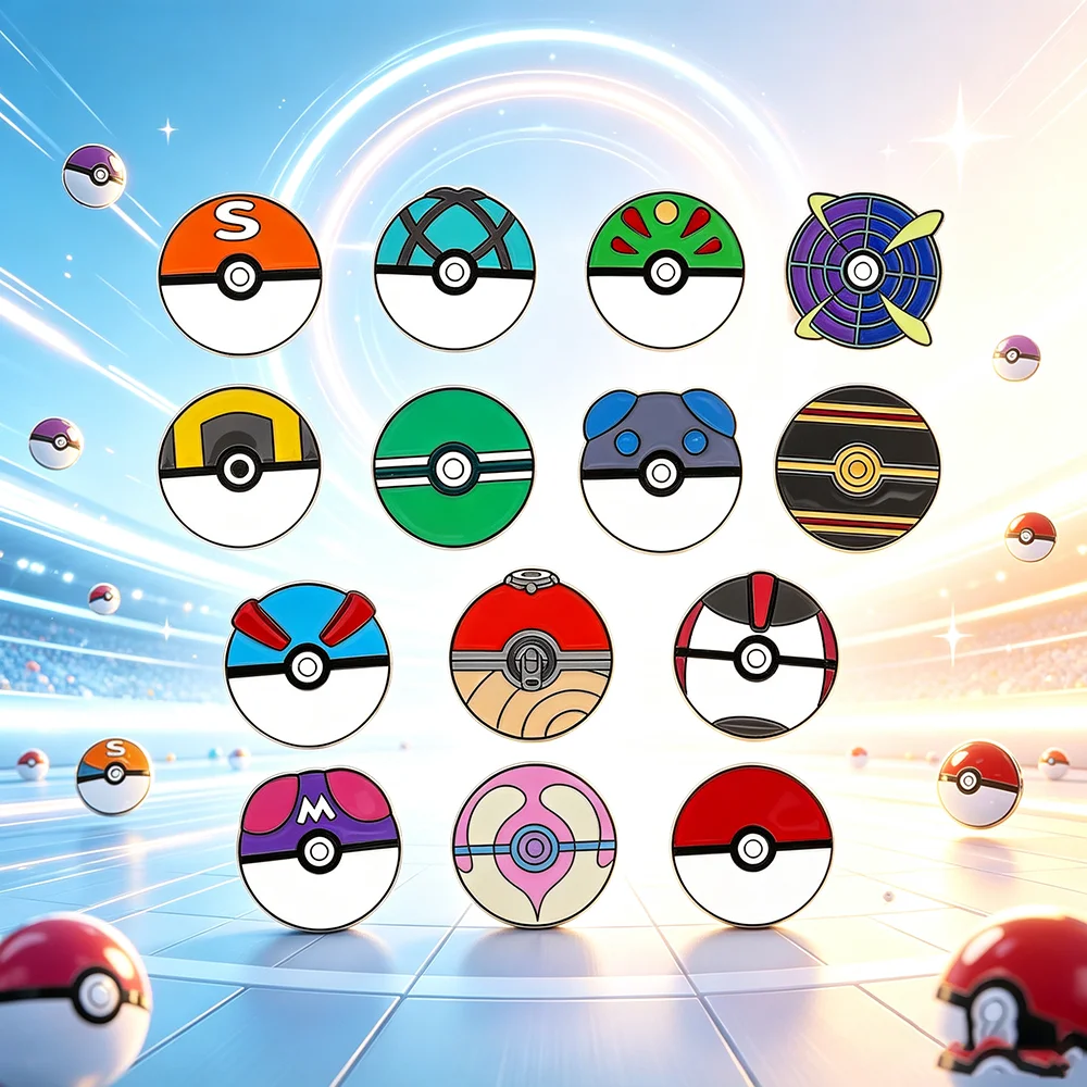 Kawaii Fantasy Monster Ball Enameled Pins round Metal Lapel Brooch Badges Collectible Gift for Animation Lovers