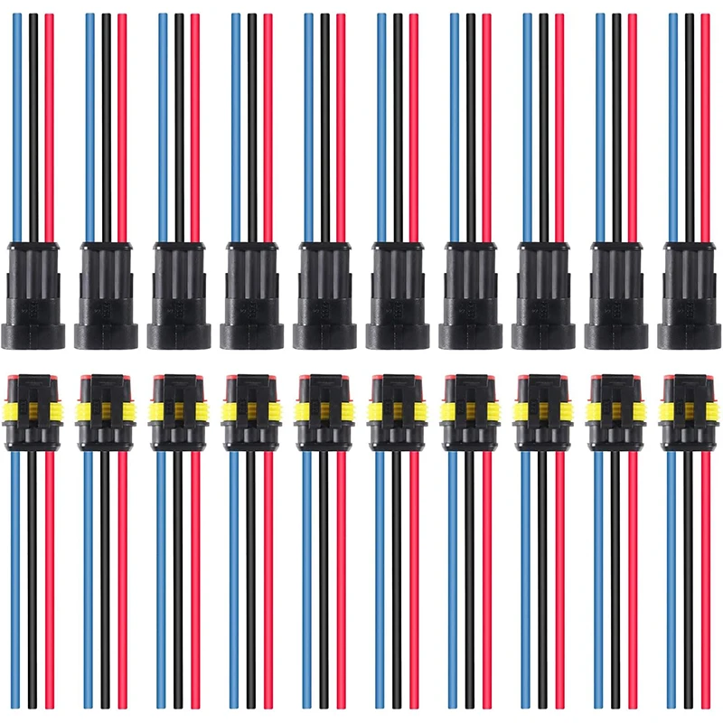 10 pairs 3Pin Way Car Waterproof Connector 16 AWG Electrical Connectors Quick Disconnect Automotive Wire Connectors Marine