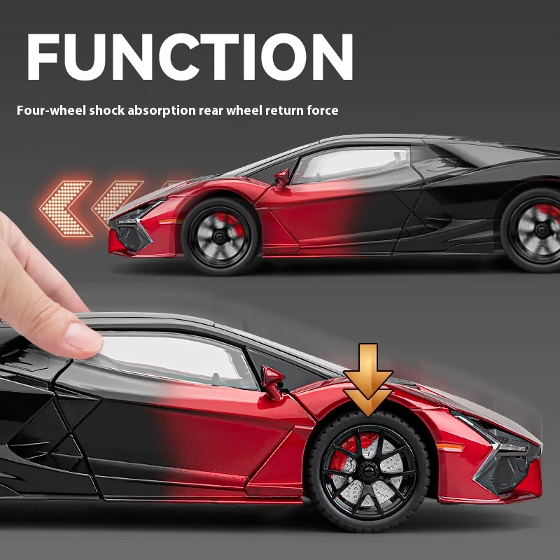 1:24 Revuelto 합금 자동차 모델, 소리와 빛이있는 어린이 장난감 자동차, 스포츠카 컬렉션 장식품, 소년을위한 선물