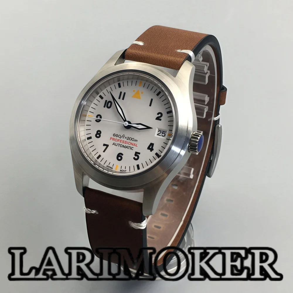 Larimoker36mm/39mm NH35A automatic diving pilot men's watch sapphire glass green luminous dial screw crown brushed baffle