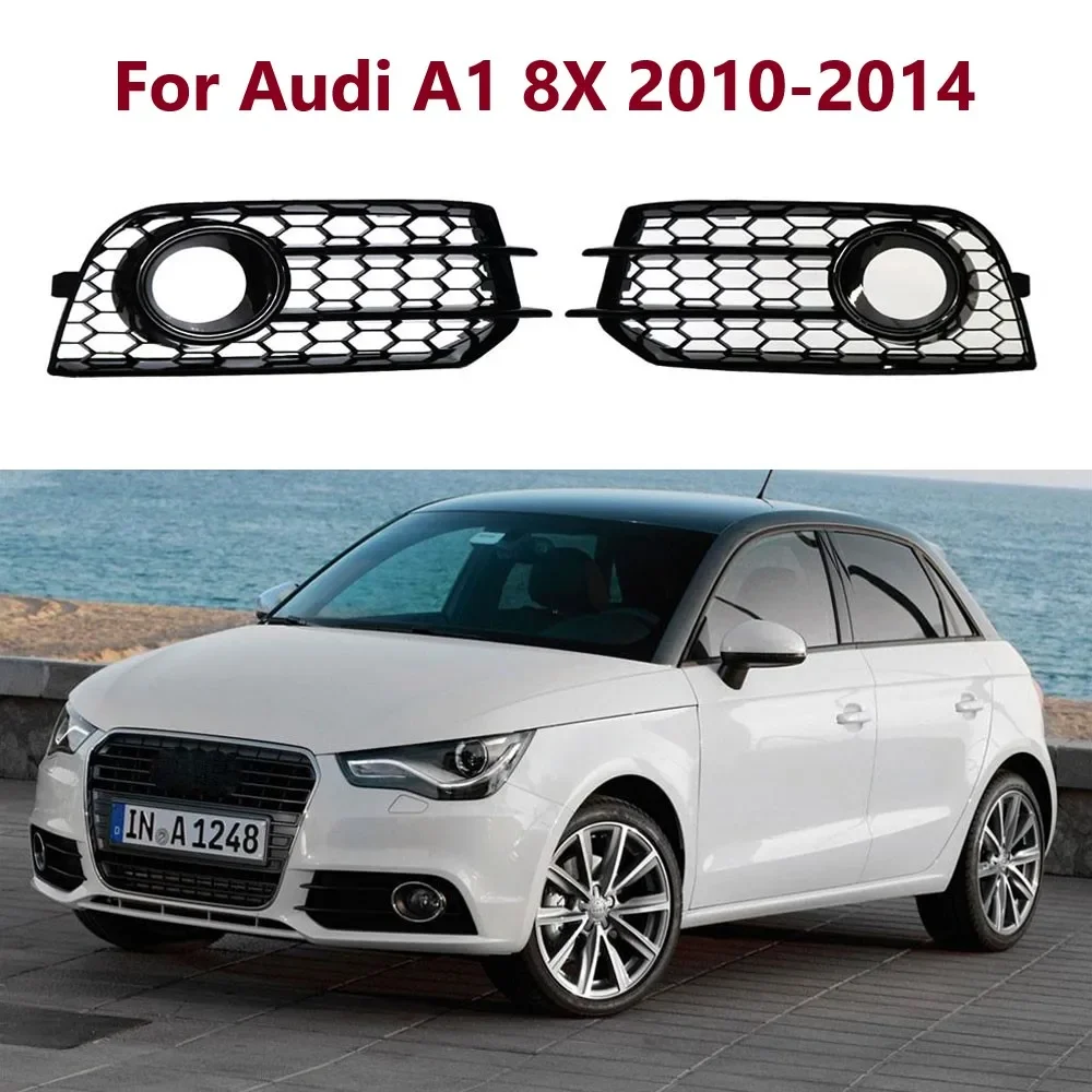 

2PCS Car Fog Light Lamp Cover Honeycomb Mesh Hex Front Grille Grill Chrome Black For Audi A1 8X 2010-2014 8X0807681A 8X0807682A