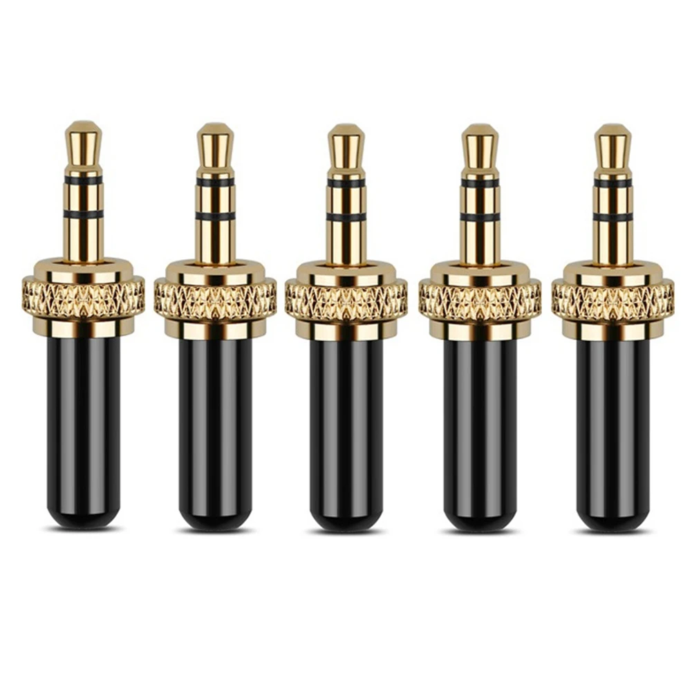 ABUO5Pcs 3.5mm Plugs Metal Connector Mini 3.5mm Screw Lock Stereo Jack Plug with M6 Internal Thread