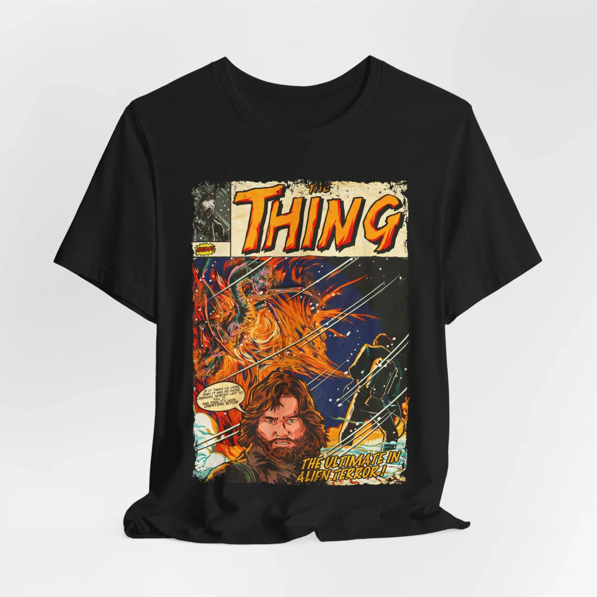 The Thing Movie T-Shirt: Vintage Horror Sci-Fi Graphic Tee Summer Men's and Women's Loose and Breathable T-shirt Top