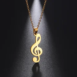 Skyrim Music Necklace Score Note Treble Chain Musical Symbol G Clef Gift For Woman Man Stainless Steel Jewelry Wholesale New