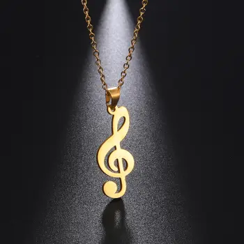 Skyrim מוזיקה שרשרת תווים ציון טרבל שרשרת מוזיקלית סמל G מפתח מתנה לאישה גבר נירוסטה תכשיטים סיטונאי חדש 6 best sales שרשרת מוזיקה - №2