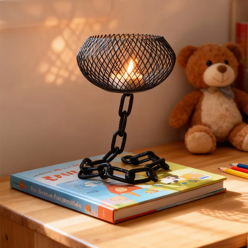 Vintage Iron Chain Candle Holder 3