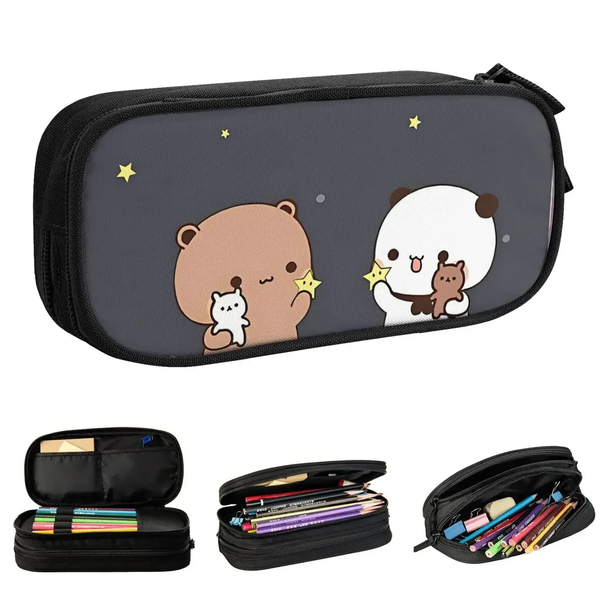 

Bubu And Dudu Watching The Moon Together Pencil Cases Fashion Pen Bags for Student Big Capacity Students School Zipper