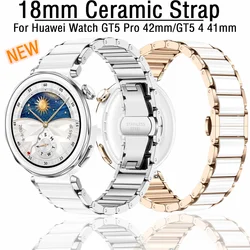 18mm Ceramics Strap for Huawei Watch GT5 Pro 42mm Butterfly Buckle Bracelet Wristband Huawei Watch GT5 4 41MM Correa Accessories