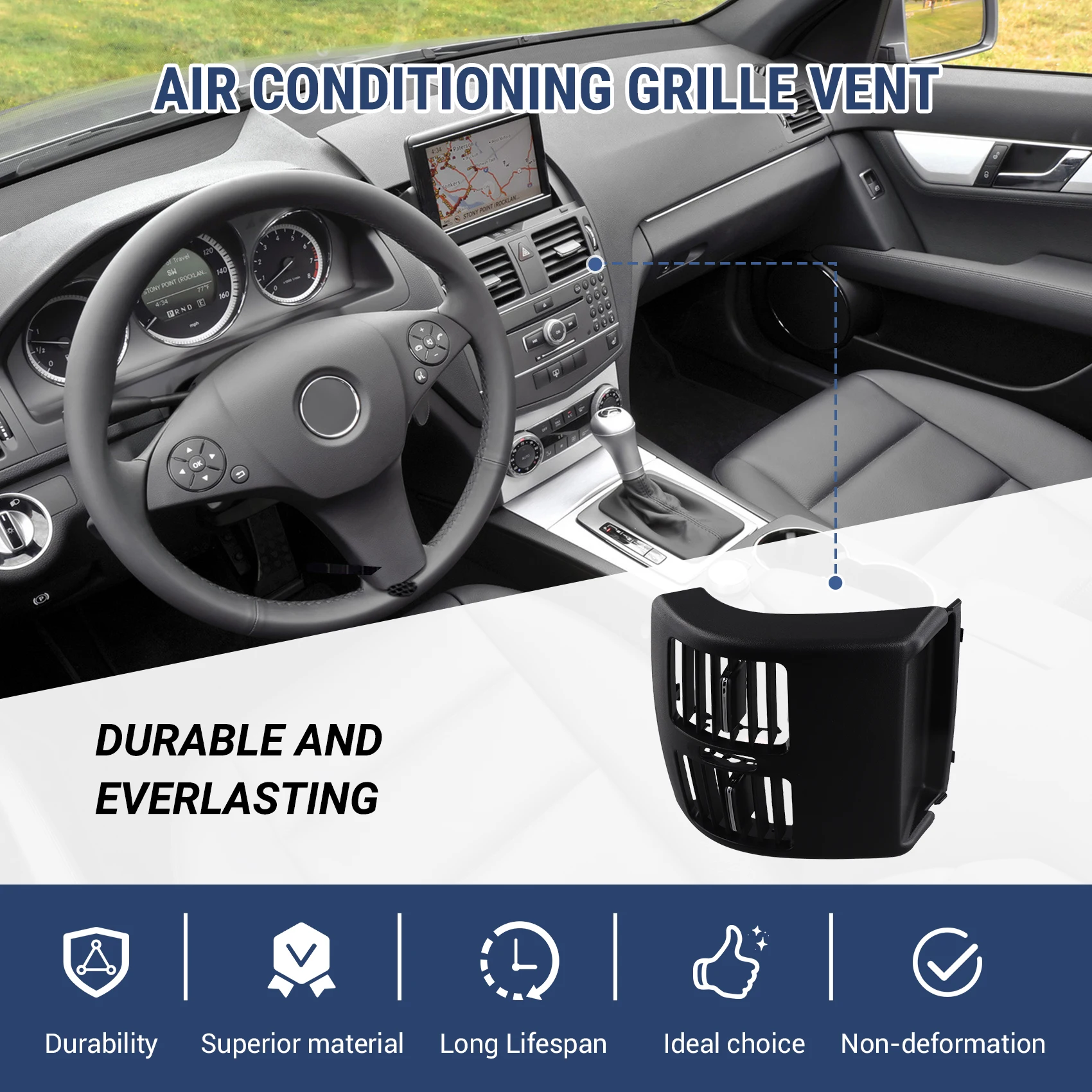 

A58X-Автомобильная задняя центральная консоль, решетка кондиционера вентиляционного отверстия для Mercedes Benz C Class W204