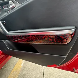 Forged Carbon Black Red Door Panel Trim Frame Inner Door Armrest Side Decoration Cover For Kia Stinger 2020-2024 LHD RHD