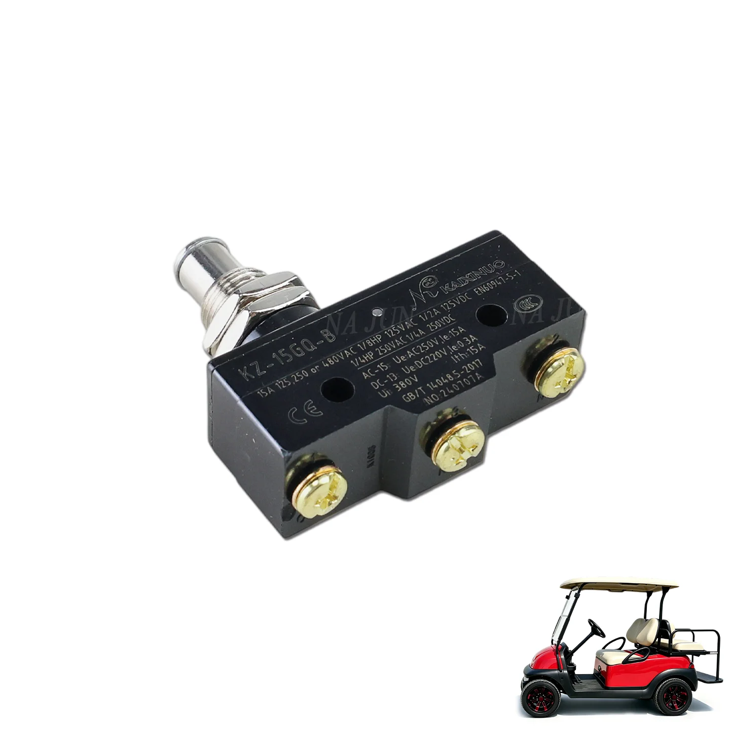 Club Car Golf Cart Brake Light Switch 3 Terminal Plunger Brake Switch Replacement 1011439 12374 G1 13141 G1
