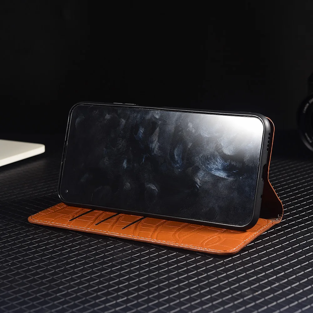 Capa flip de couro genuíno com barriga de crocodilo para asus rog phone 3 5 5S 6 6d 7 8 9 pro fe capa carteira final à prova de arranhões
