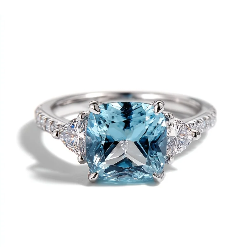 

SGARIT 7mm Cushion Topaz Ring 925 Sterling Silver for Women Engagement Ring Party Fine Jewelry Accessories