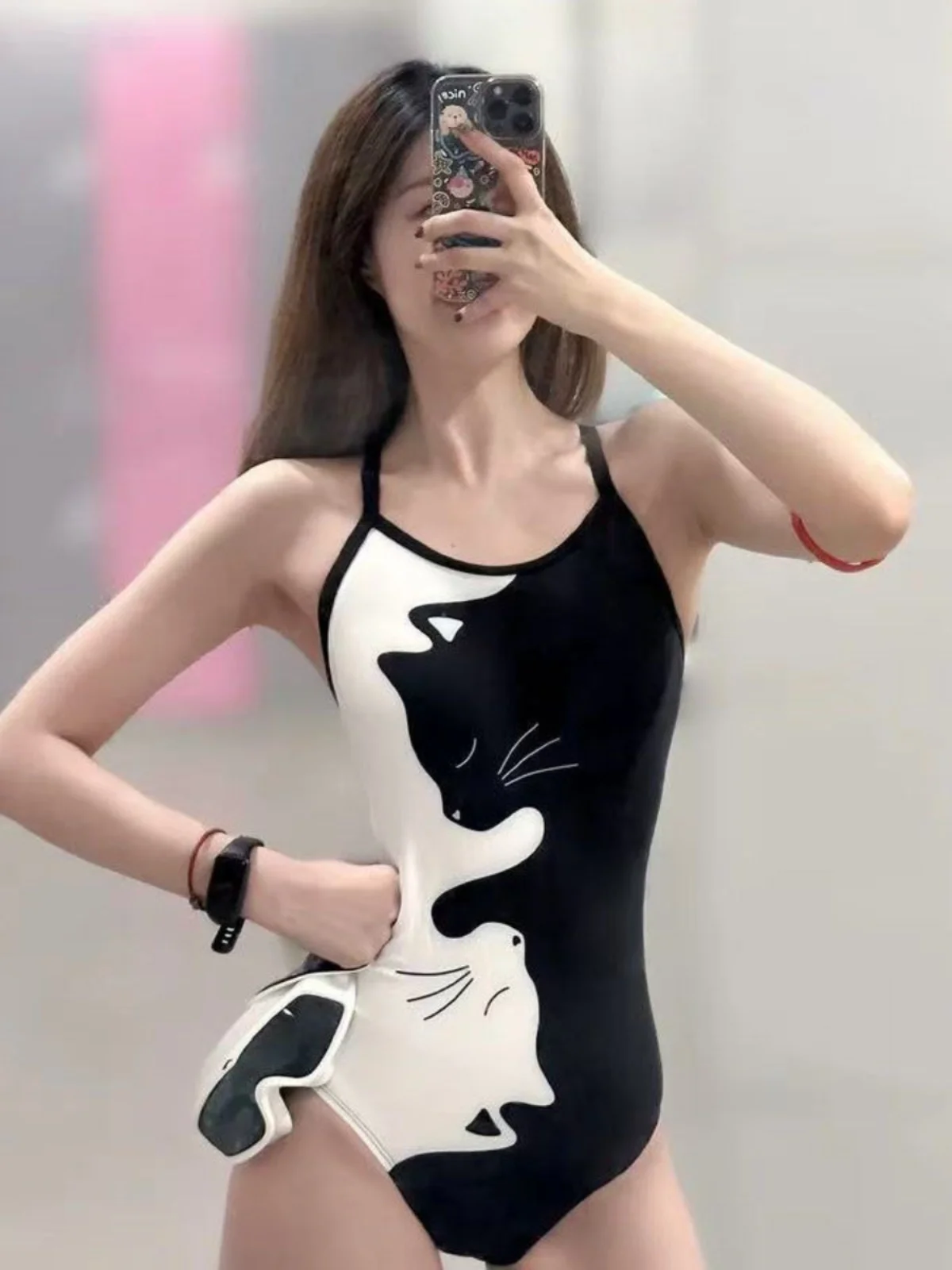 

Bla And White Cute Speed Swimming Suit Women's Thin Strap e Cetition Swimming Costume Profional Sports Swi...