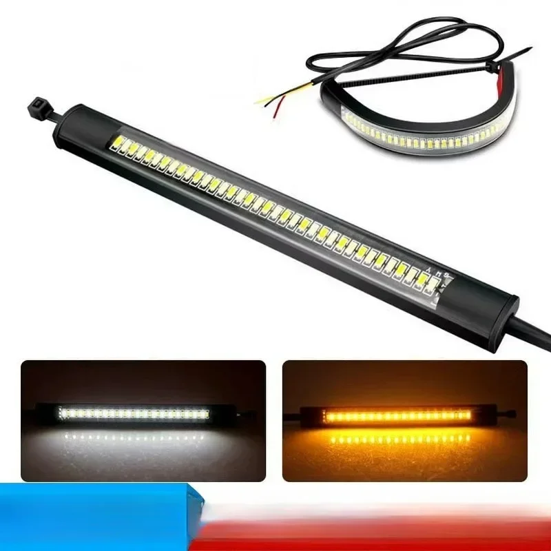 TRD For 12V LED Motorcycle Turn Signal Light & DRL Amber White Moto Flasher Ring Fork Strip Lamp Flashing Blinker Accessories1/4