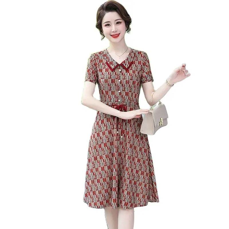 Igh-end Summer Dress With Delicate Floral Features Age-reducing And Slim Fit  New Ethnic Style Ladies Temperament And Long Skirt