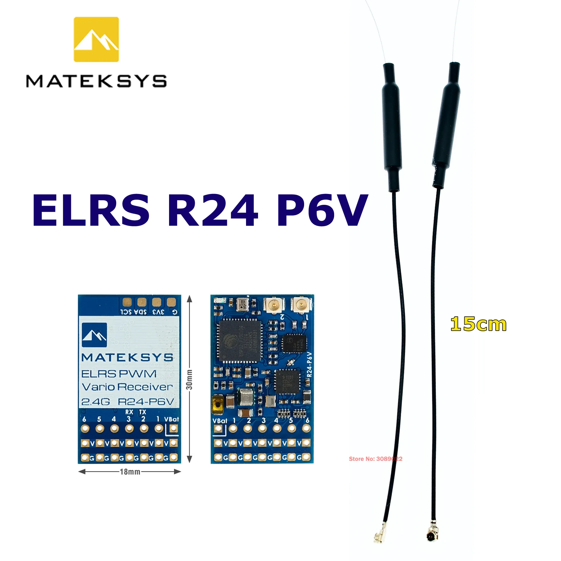 MATEK MATEKSYS R24-P6V 2.4GHZ EXPRESSLRS PWM VARIO Receiver 22.5dbm (180mW) With IPEX Antenna For RC FPV Long Rang Racing Drone