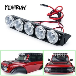 YEAHRUN 5 LED Lights Roof Rack Lamp Bar for TRX-4 TRX4 Bronco 1/10 RC Crawler Car Truck Model Upgrade Accessories Parts