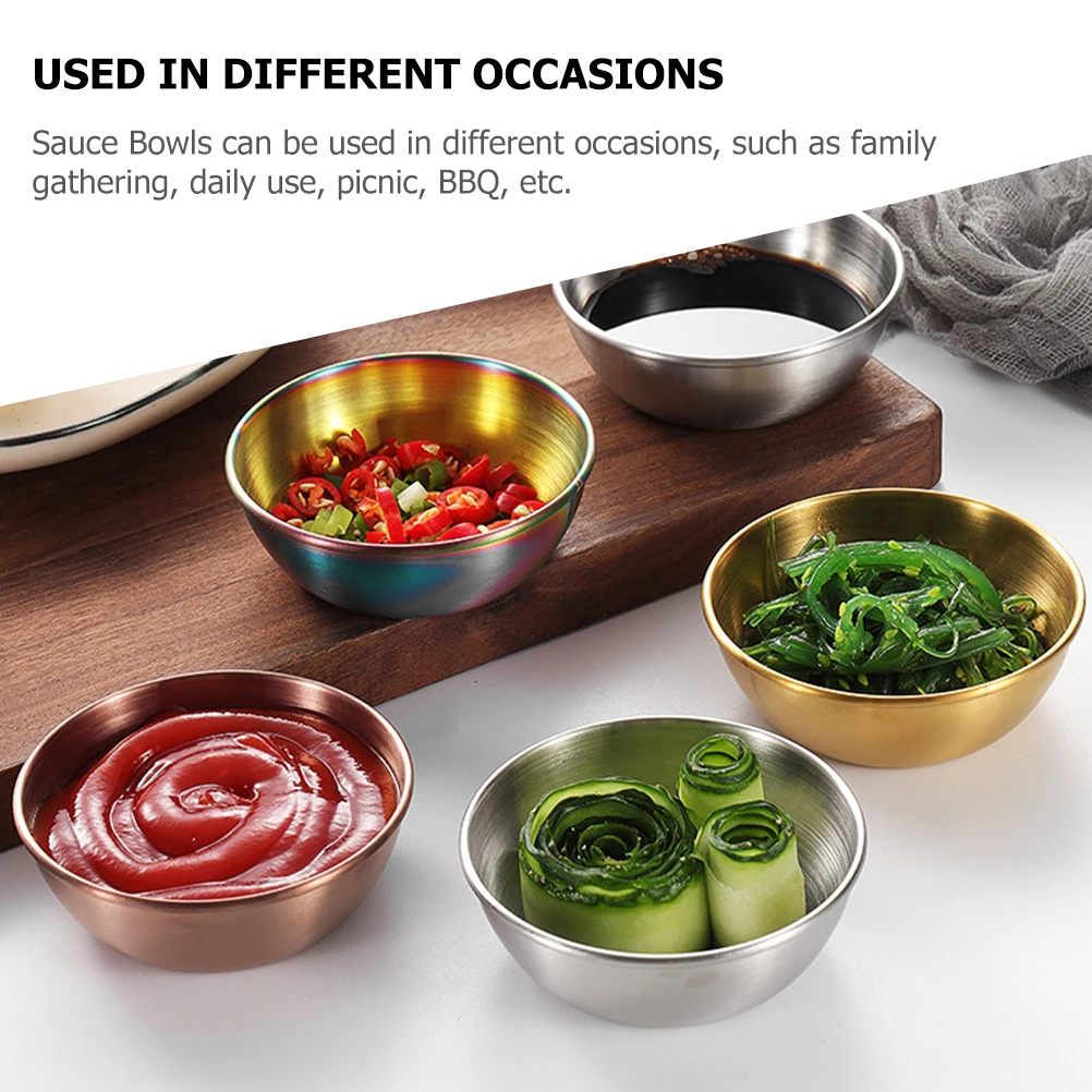 

4 Pcs Sauce Dipping Cups Microwavable Kitchen Ingredient For Prep Tiny Small Metal Bowls for Prep Ingredient Bowls