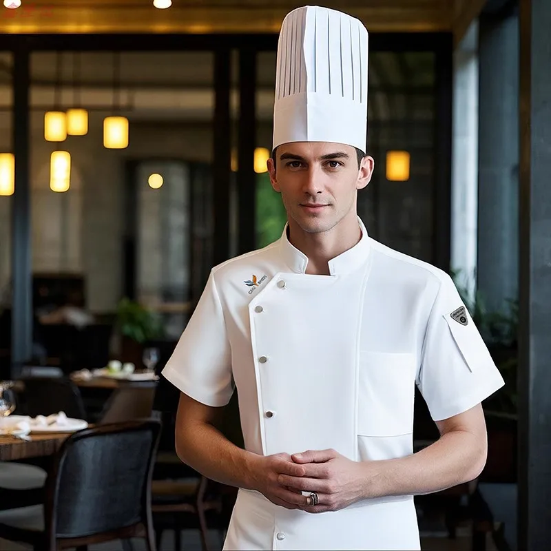 Veste de Chef d'été en maille fine et respirante, vêtements de travail pour hôtel, Restaurant, cuisine, pâtisserie, Chef Steakhouse, uniforme à manches courtes
