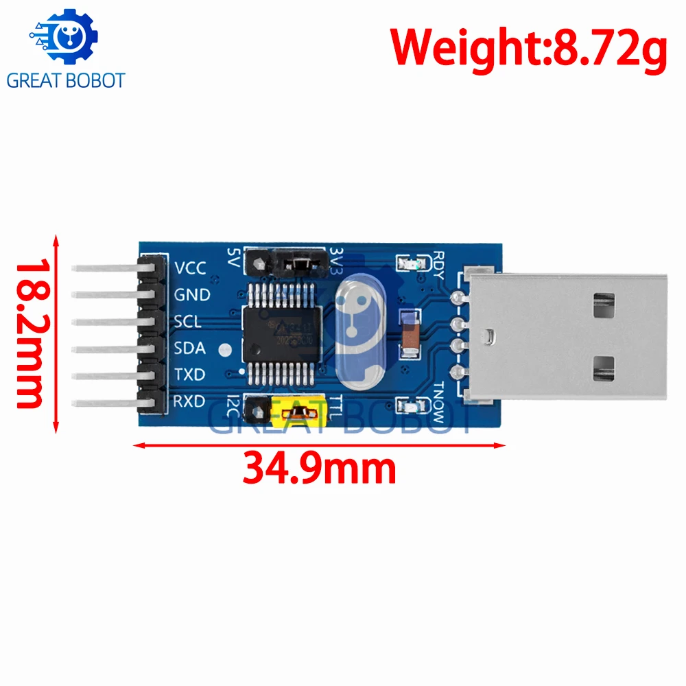 BS CH341T 2 in 1 Module 3.3V 5V USB to I2C IIC UART USB to TTL Single-Chip Serial Port Downloader