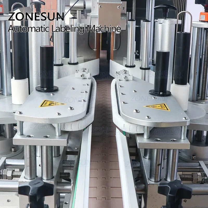ZONESUN العمودي نوع ZS-TB300A التلقائي مربع ومستدير زجاجة ويسكي مزدوجة الجانبين آلة وضع العلامات تسمية ملصق للإنتاج