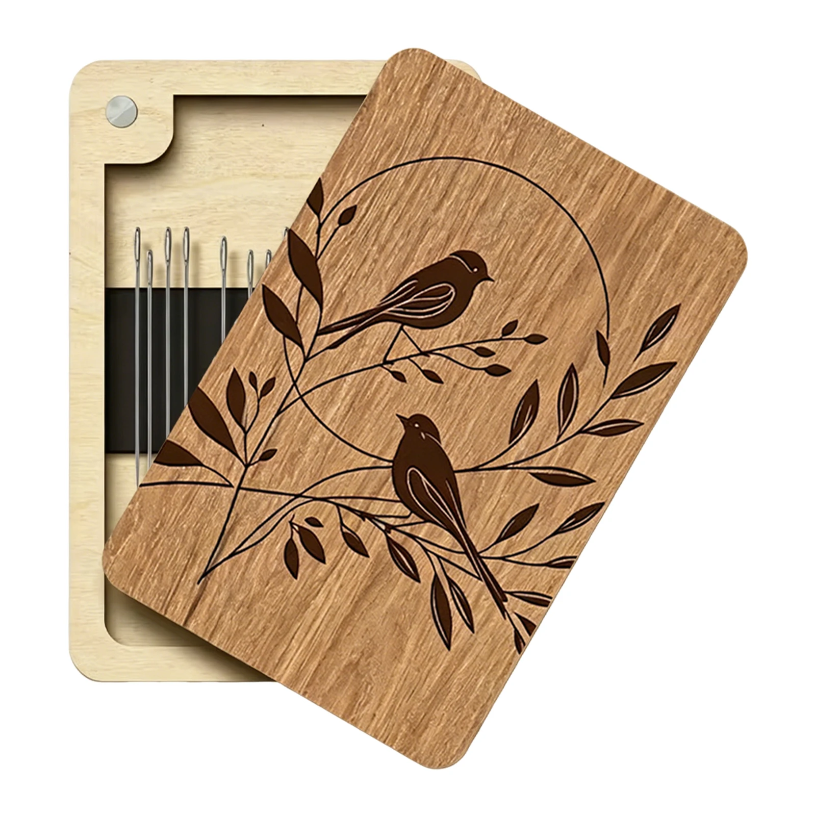Sewing Pin Cushion - Wooden Pin Organizer Built-in Strong Magnet