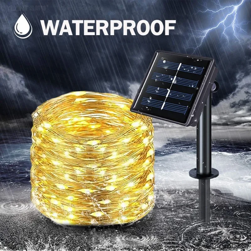 

New Year Solar Lamp LED Outdoor 7M/12M String Lights Fairy Waterproof for Holiday Christmas Party Garlands Garden Decor