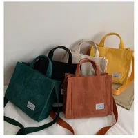 Women Corduroy Zipper Shoulder Bag FemaleSmall Cotton Canvas  Messenger Bag Retro Vintage Crossbody Bags  Bag for Women