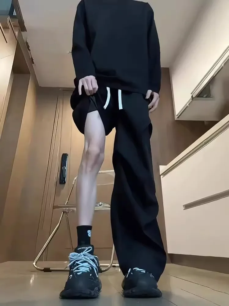 

American High Street Pleated Men's Pants Cleanfit Paratrooper Casual Trousers Trendy Brand Drapey Workwear Straight Leg Jeans