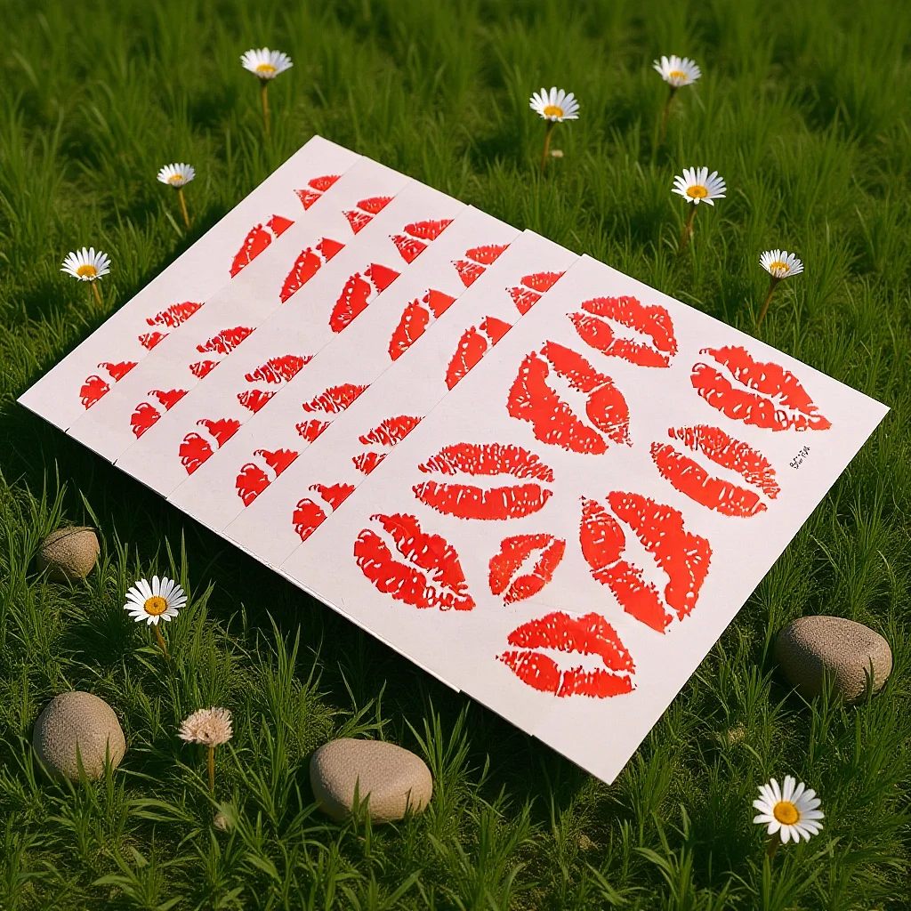 

6pcs Red Lip Temporary Tattoos Waterproof Sweatproof Body Art Stickers For Face Chest Arms Legs Decorations Party Festival