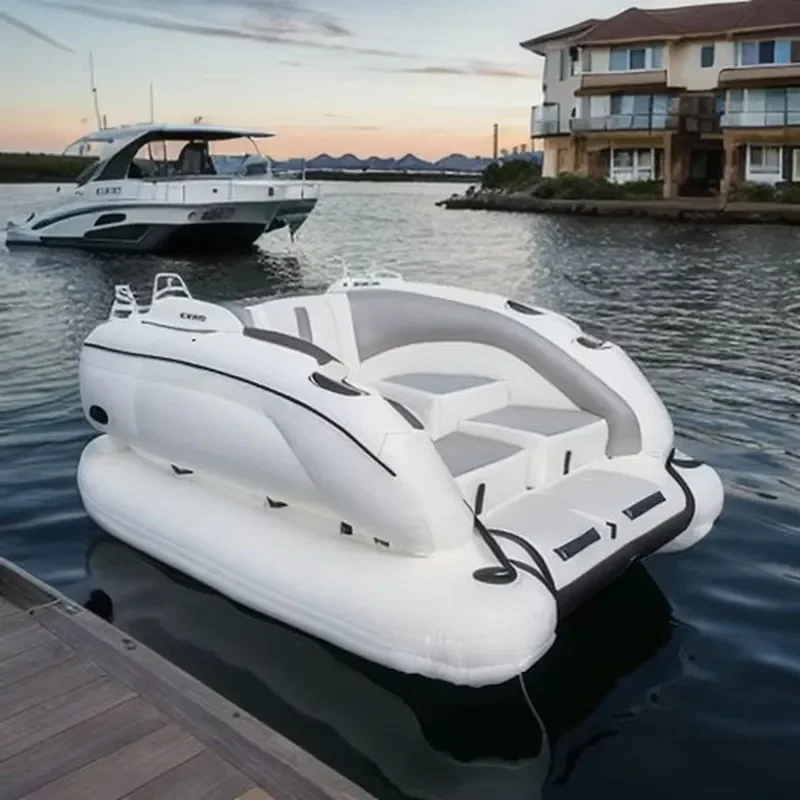 Inflatable Sport Yacht Electric Outdoor Houseboat for Home Residential School Sea for Family Party Floating Pontoon Motor