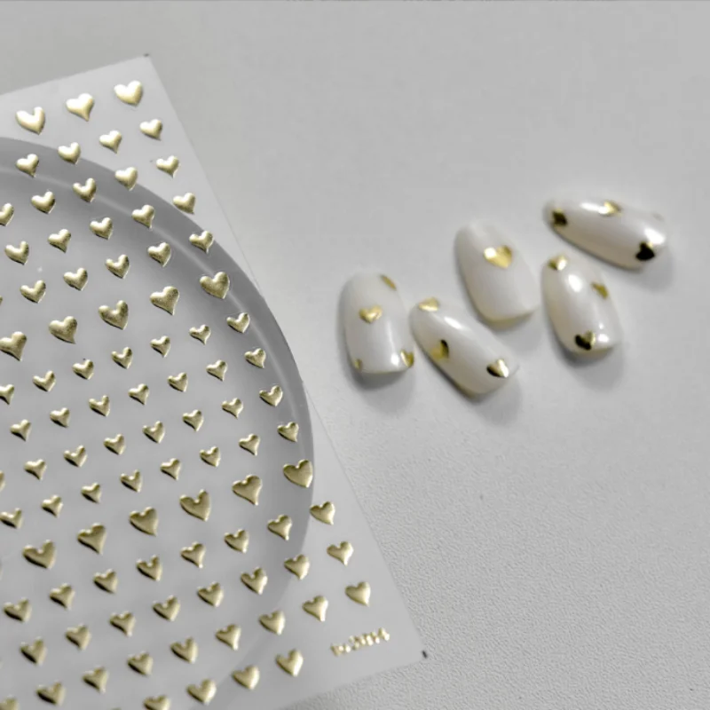 الفاخرة مسمار الفن الحب نمط ملصقات البرنز الليزر الذهب الفضة الحب القلب لاصق الأظافر 3D زينة مانيكير ملصقات DIY بها بنفسك #3