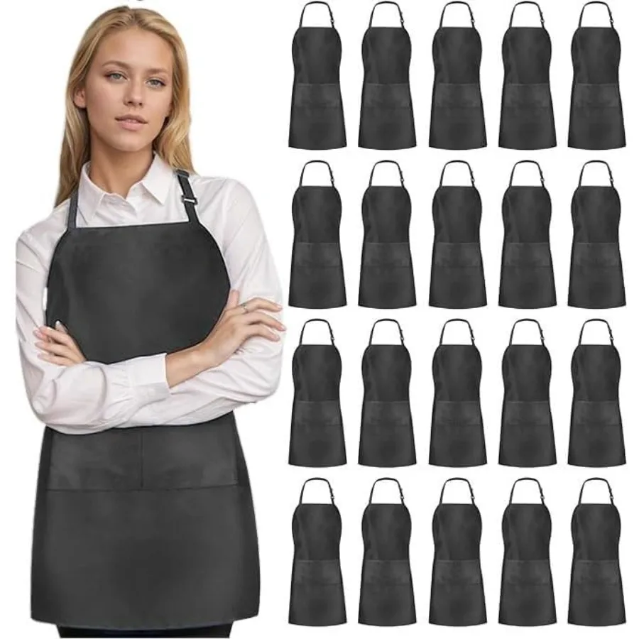 

2/8/20 Pack Black Aprons for Cng Chef Aprons for Women Men with Pockets Aprons Bulk Adjustable for BBQ