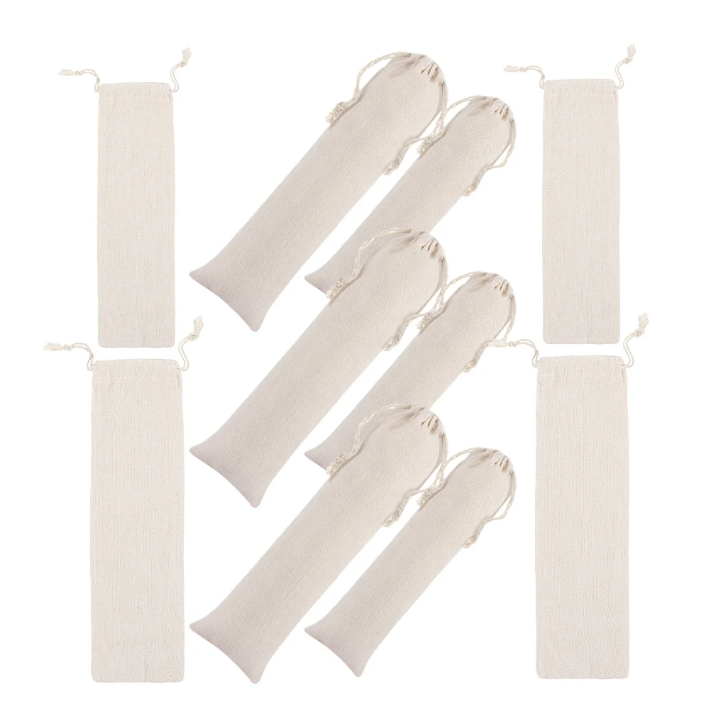 

10pcs Cutlery Storage Bag Cotton Linen Drawstring Bags for School Work Picnic Camping Restaurant Knife Fork Chopsticks Straw