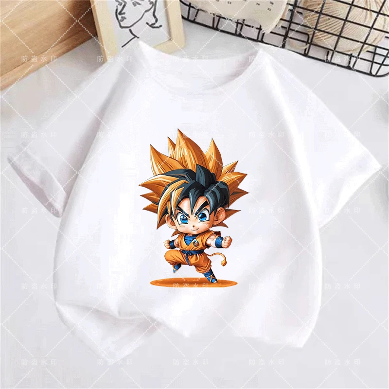 Sudadera con capucha de DragonBall para niños y niñas, de manga corta Camiseta deportiva, Goku, ropa de verano, 2024