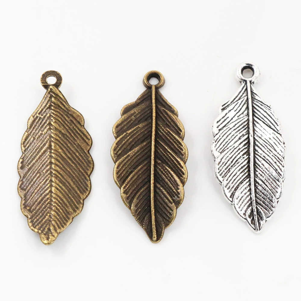 12pcs Charms leaf 31x12mm Antique Making pendant fit,Vintage Tibetan Silver Plated  Bronze,DIY bracelet necklace