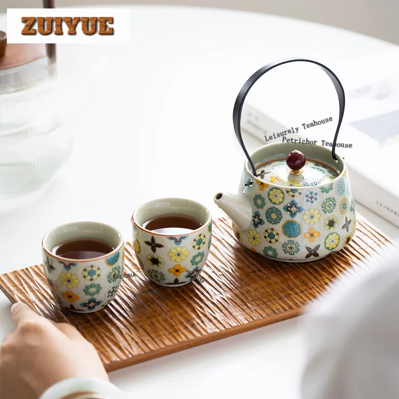 Overglaze Color Hydrangea Tea Set Complete Set Zen Tea Ceremony Set Teapot And Tea Cup Set Teaset Accessories Collection Craft