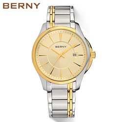 BERNY Quartz Wristwatches Sapphire Glass Butterfly Buckle Luxury Gift Relogio Masculino часы женские Waterproof Watch for Men