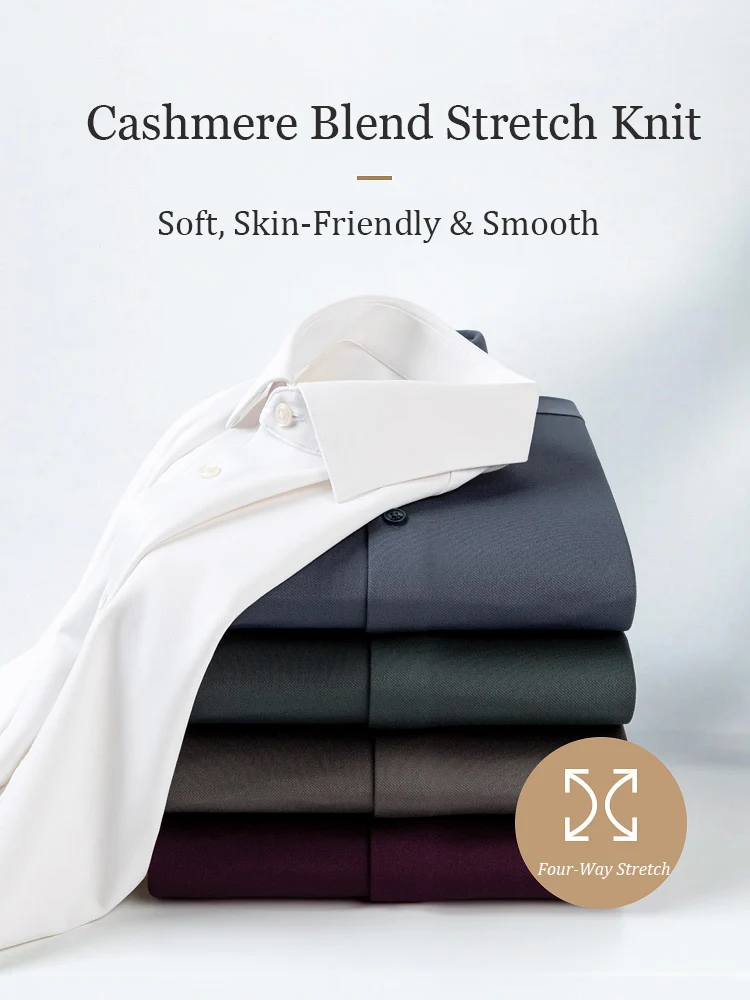 Men's Dress Shirt Winter Cashmere Blended Business Formal Shirt High Stretch Thermal Keep Warm Soft Comfortable Modal Breathabl